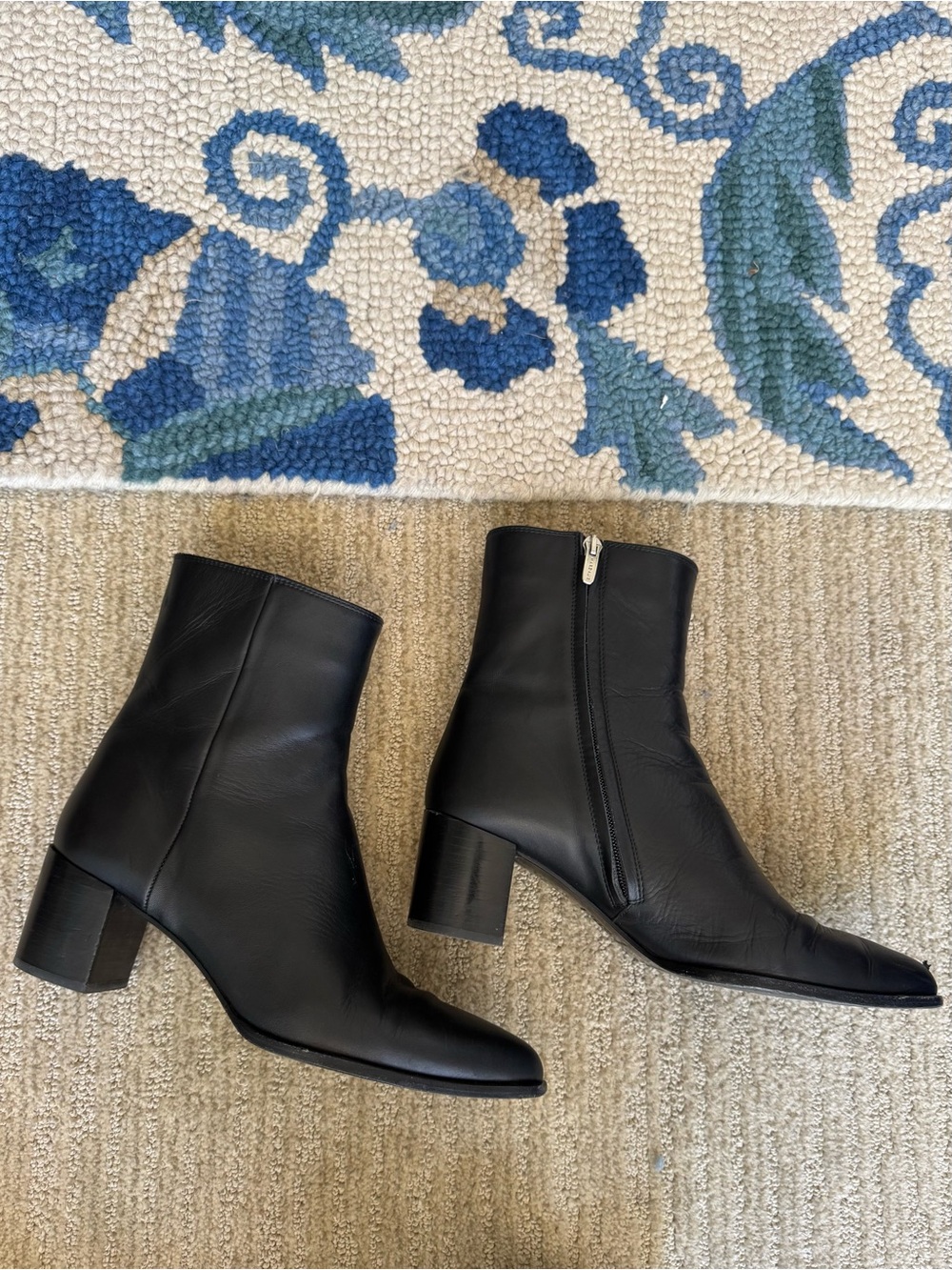 Margaux Black Leather Heeled Ankle Boots